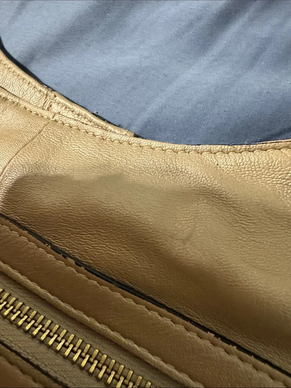 Leather Floral-Embossed Shoulder Bag in Cream by Firenze Bella. All leather.Used